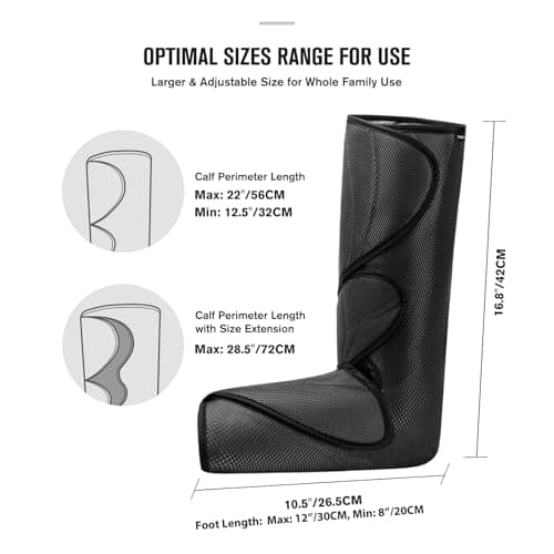 FIT KING Leg Massager for Circulation and Pain Relief, Air Compression Leg and Foot Massager to Relieve Pain Swelling Edema with 2 Size Extensions- Great Gift for Wife Mom and Friend