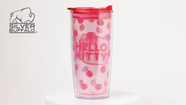 Silver Buffalo Sanrio Hello Kitty Strawberry Double Wall Travel Tumbler with Slide Close Lid, 20 Ounces
