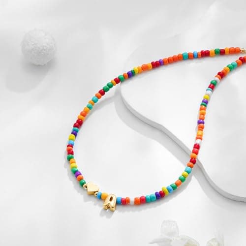 Colorful Initial Necklaces for Girls Kids - Colorful Heart Bubble Initial Letter Necklace Teen Girls Gifts Trendy Stuff Birthday Gifts for 5 6 7 8 9 19 Year Old Girl Gifts