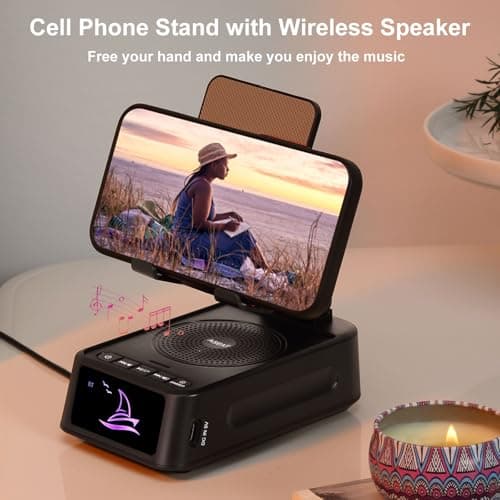 Gifts for Men Women, Cell Phone Stand with Bluetooth Speaker Led Light, Unique Gifts for Dad Him Husband Boyfriend, Cool Gadget Compatible with iPhone/Android, Ideal Gifts for Christmas