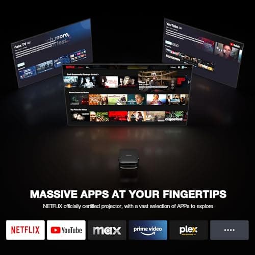 【Thinnest & Netflix-Licensed Projector】Smart Mini Projector with WiFi and Bluetooth, Auto Focus & Keystone Portable Outdoor Projector, VOPLLS Native 1080P 4K Supported Home Movie Projector(black)