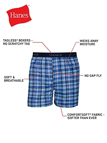 Hanes Pack, Cool & Breathable Cotton Underwear, Moisture-Wicking Boxers for Men
