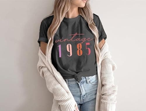 40th Birthday Gift for Women Vintage 1985 Shirt Letter Print Retro Party Tops Casual Short Sleeve Tee
