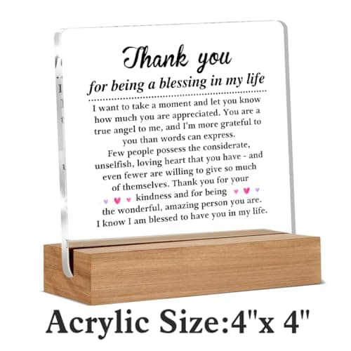 Thank You Gifts for Women Men Friends Besties, Special Appreciation Gifts, Thank You for Being A Blessing in My Life Home Office Decorative Signs Plaque for Desk