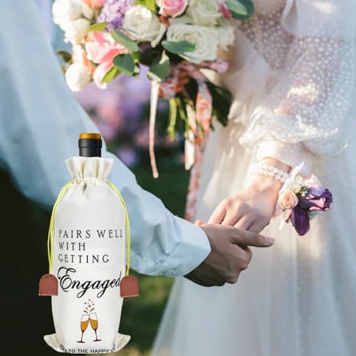Engagement Gifts for Couples Newly Engaged, Her, Women, Him, Best Friends, Happy Engagement Wine Gift Bags for 750 ml Bottles, Party Decorations