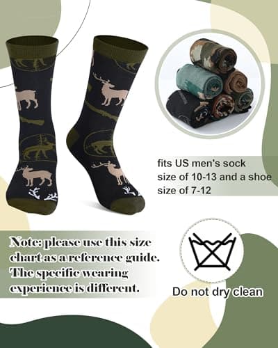 Eurzom 6 Pairs Funny Hunting Socks for Men Hunters Novelty Cotton Crew Socks Birthday Xmas Gift Accessories for Hunting Lover