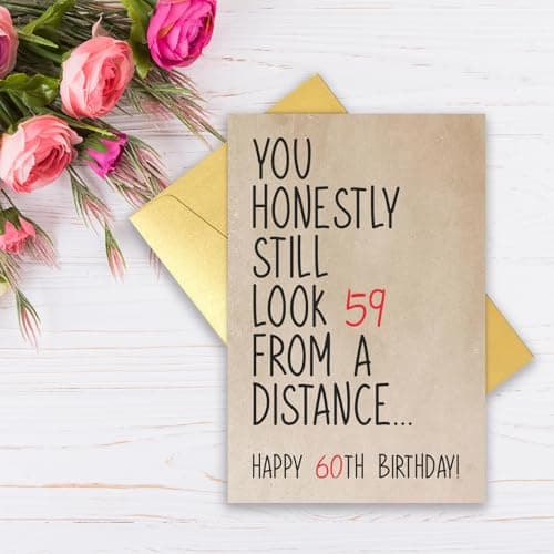 Funny 60 Year Old Birthday Card, Humorous 60th Birthday Card for Dad Mom Husband Wife Grandpa Grandma Friend, Ideal Born In 1965 Card for Him Her