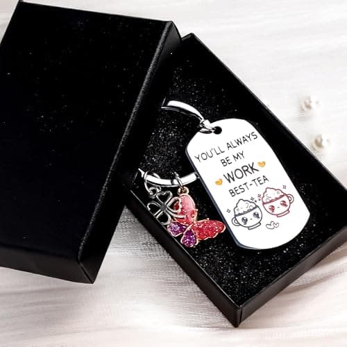 Coworker Leaving Gifts for Women - Funny Friendship Thank You Work Bestie Keychain Present for Friend Colleague Christmas