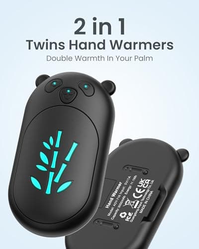 Hand Warmers Rechargeable 2 Pack, 6000mAh Electric Hand Warmer Reusable, 20Hrs Long Heating, Portable Pocket Heater Handwarmer for Women Men, Outdoor Camping, Hunting Gear