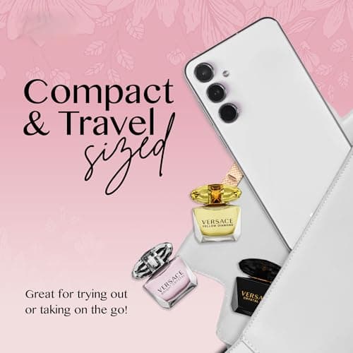 Versace Perfume for Women Set of 4 Mini, Bright Crystal, Yellow Diamond, Crystal Noir, Bright Crystal Absolu, Perfume for Women Fragrance Sampler Set Designer Womens Samples (4 Count, 0.17 oz)