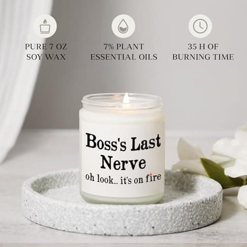 Funny Boss Gifts for Women Men- Handmade Lavender Soy Wax Candle- Best Boss Lady Gifts for Women, Birthday Christmas Gift for Boss Female, Boss's Last Nerve Candle (7oz)
