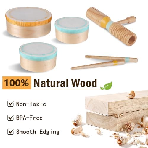 Toddlers Drum Set Toys for Toddlers 1-3,Baby Drum with Xylophone,Musical Instruments Toy, Kids Wooden Montessori Toys Birthday Gift for Boys Girls