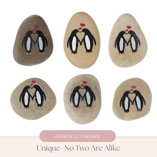 1 Year Anniversary for Boyfriend or Girlfriend - Penguin Pebble Gift- First Wedding Anniversary for Husband or Wife - One Year Together Keepsake