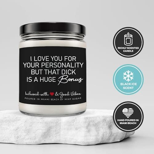 Candle Gifts for Men Funny, Boyfriend Candle, Made in USA, 9 oz, Funny Valentines Gifts for Boyfriend, Naughty Candles by Mint Sugar Candle Company