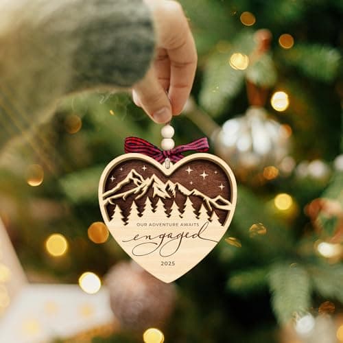 Engagement Gifts for Couples - Gifts for Newly Engaged Couples - Engagement Gift for Her, Bride to Be, Couple - Just Engaged Gift for Friends, Women, Fiance - Wood Christmas Ornament 2025