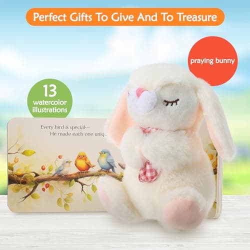 Baptism Gifts for Girls and Newborn Baby, Christening Gifts Set, 7" Praying Bunny Plush Toy and Bedtime Blessing Book in Keepsake Gift Box, Ideal Easter Gifts for Kids