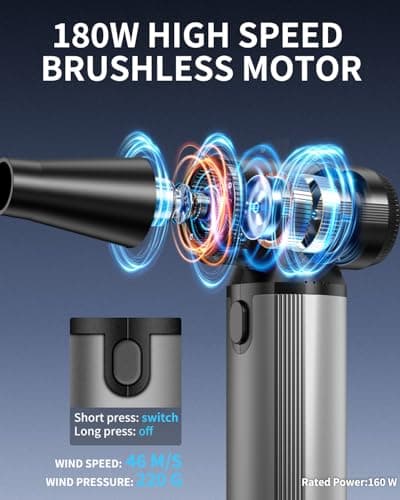 Compressed Air Duster, 2-in-1 Duster Blower & Vacuum with 320000RPM Super Power, Electric Air Duster Rechargeable, 3-Gear Adjustable Air Blower for Keyboard, Computer, Car, Home, and Outdoor Cleaning