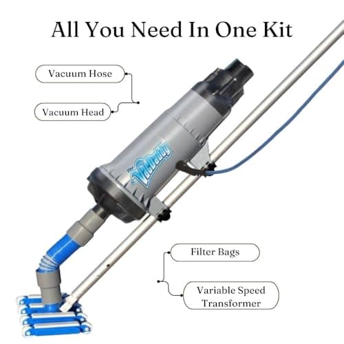 The VacDaddy FAST & POWERFUL Handheld Portable Pool Vacuum NO BATTERY REQUIRED! Cleans pools faster & better. Heavy Duty Professional Power for Residential and Commercial Inground & Above Ground Pools