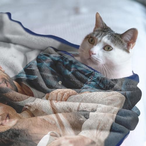 Sherpa Fleece Custom Photo Blanket - Soft, Warm, Personalized Couples Gifts for Boyfriend, Girlfriend - Customized Picture Blanket for Birthday, Christmas