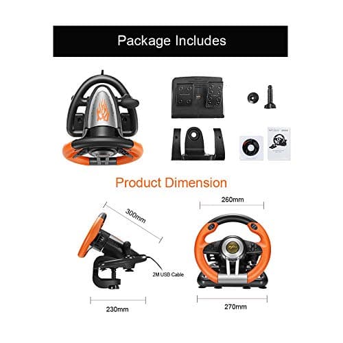 PXN V3II PC Racing Wheel, USB Car Race Sim Game PC Steering Wheel with Pedals for Windows PC/PS3/PS4/Nintendo Switch/Xbox One/Xbox Series X/S