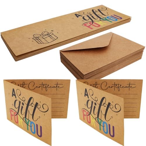 Ceiba Tree Blank Gift Certificates for Business 30Pcs Kraft Certificate Cards with Envelopes for Salon Restaurants Spa Birthday