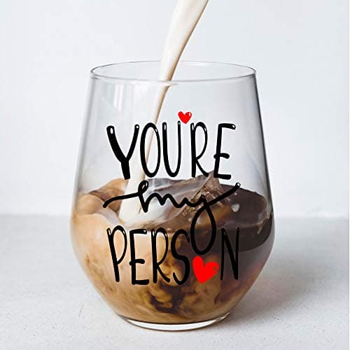 Perfectinsoy You're My Person Funny Stemless Wine Glass, Best Friend Wine Glass for Women, Perfect Birthday, Wedding, Christmas, Mother's Day Gift for Women Friend