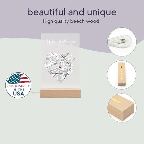 Where We Met Map Gift - Cute Boyfried Gifts From Girlfriend/Personalized Gifts For Her/I Love You Gifts For Him - Custom Plaque Personalized/Christman Presents for Boyfriend - Couple