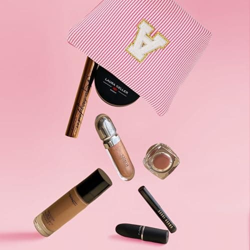 Christmas Gifts 2025 for Girls - Stocking Stuffers for Teen Girls Makeup Bag Set, 6 7 8 9 10 11 12 Year Girl Birthday Gift, Initial Travel Makeup Bags, Christmas Birthday Gifts for Girl