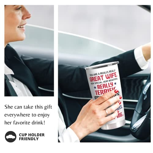 Gifts for Wife from Husband - Wedding Anniversary for Women, Birthday, Christmas, Valentines Day, Mothers Day Gifts for Her - Wife Gift Ideas - 20 Oz Stainless Steel White Tumbler