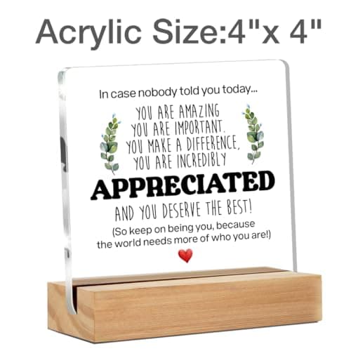 Inspirational Gift Ideas - Thank You Gifts for Women Men Friends - Appreciation Gifts for Coworker - Motivational Quote Clear Desk Sign Decor Home Office Desk Decor (4 x 4 Inches)