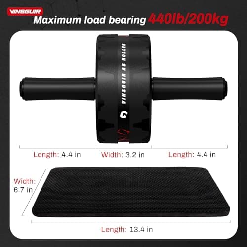 VINSGUIR Ab Roller Wheel, Abs & Core Workout Equipment for Home Gym with Knee Pad Accessories, Abdominal Wheel for Full-body Strength Training