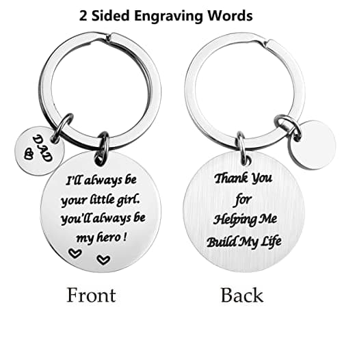 Father’s Day Gift - Dad Gifts from Daughter for Birthday Christmas Valentine’s Day, I'll Always Be Your Little Girl, You Will Always Be My Hero Daddy Keychain, Father Daughter Keyring