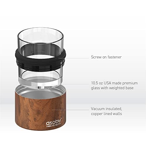 asobu Whiskey Sleeve Glass – Insulated Bourbon Tumbler with Premium Rocks Glass, BPA-Free, Double-Wall Stainless Steel, Keeps Drinks Cold Longer, 10.5oz