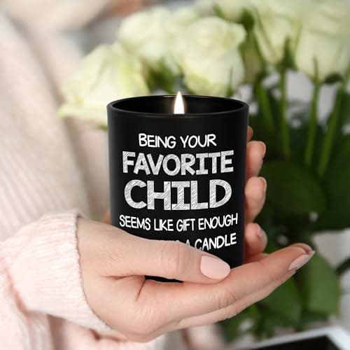TEEZWONDER Birthday Gifts for Mom - Favorite Child Scented Candle Vanilla Lavender 10 oz - Christmas Funny Gifts for Mom Dad from Daughter Son, Grandma Grandpa Gift Ideas, Candle for Parents