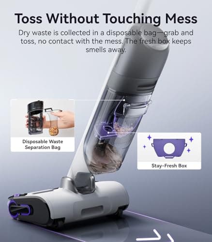 NARWAL S30 Wet Dry Vacuum Cleaner with 20000Pa Suction, 176°F Self-Cleaning, Heated Drying, Disposable Waste Bag, Tangle-Free, Cordless Vacuum Mop for Hard Floors & Edge Cleaning, Easy to Use