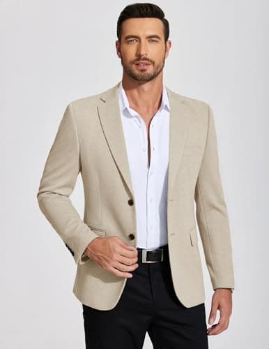COOFANDY Mens Casual Blazer Knit Sport Coat Lightweight Two Button Suit Jacket