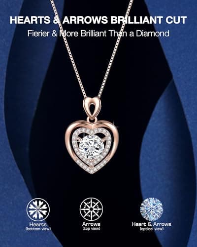 Moissanite Necklace for Women, 1Ct Yellow Gold Heart Pendant Necklace Gifts for Wife, 18K Gold Plated S925 Sterling Silver, Anniversary Jewelry Present for Wife, Birthday Gifts for Girlfriend, Mom