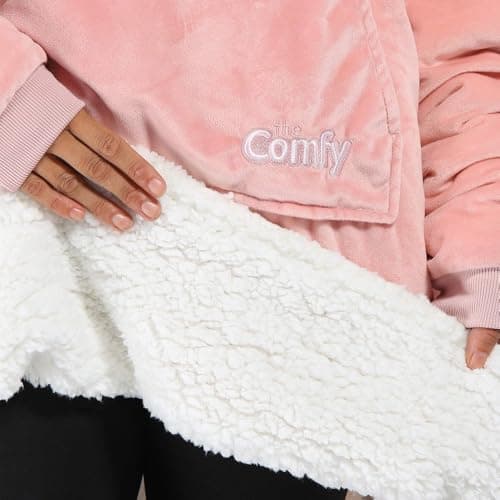 THE COMFY Original | Sherpa Lined Microfiber Fleece Wearable Blanket, Oversized Design with Hood and Pocket from Shark Tank