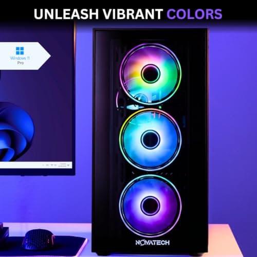 NOVATECH Phantom - Prebuilt Gaming PC Desktop Computer - RTX 3050 - Intel i7 Xeon 3.5GHz - 16GB RAM - 512GB M.2 SSD WiFi/BT, Win 11 Pro - Gaming Computer Tower, Pre Built PC Gaming - 1 Year Warranty