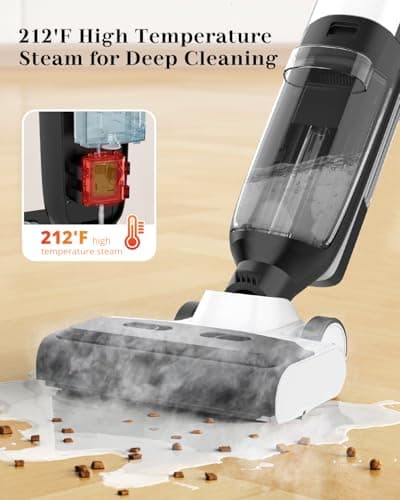 4-in-1 Steam Vacuum Mop Self-Cleaning Wet Dry Vacuum for Hardwood Floors Carpets 212°F High-Temperature Steam with LED Display
