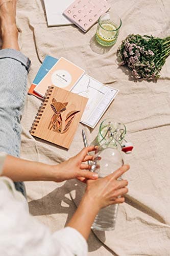 Patchwork Red Fox Spiral Daily Gratitude Journal with Blank Pages for Him Her [Hardcover Writing Notebook for Travel, Happy Father's Day Gifts for Dad from Kids, Made in the USA]