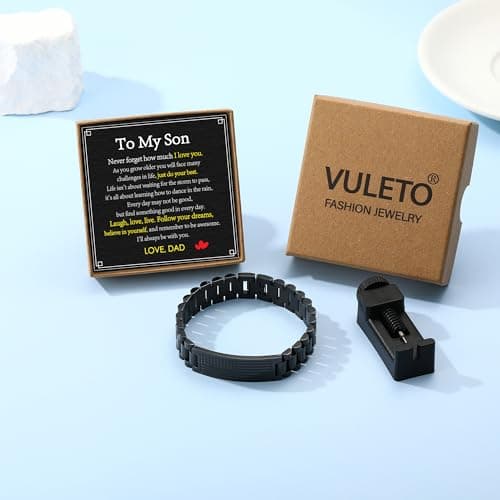 To My Man Boyfriend Husband Son Bracelet Gifts, Stainless Steel American Flag Watch Link Bracelet Valentines Christmas Jewelry Gifts for Men Him