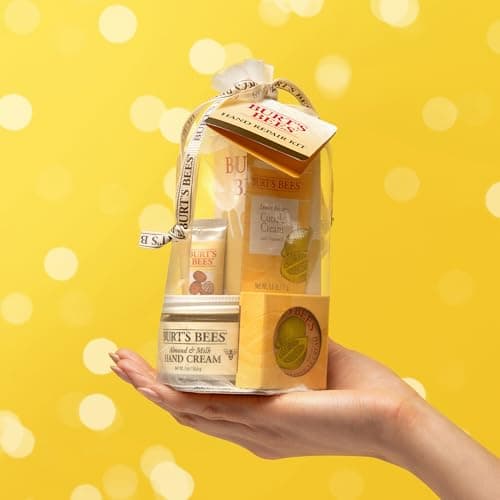 Burt's Bees Back to School Gift Ideas - Hand Repair Set, 3 Hand Creams plus Gloves - Almond Milk, Lemon Butter Cuticle Cream, Shea Butter Repair