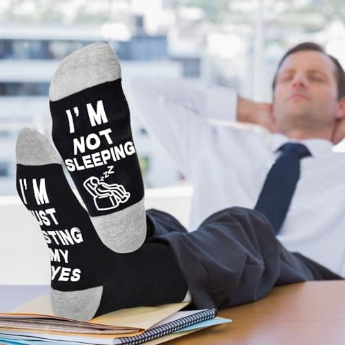 Dealswin Birthday Gifts for Men Dad Fathers Him Husband, I'm Not Sleeping I'm Just Resting My Eyes Socks