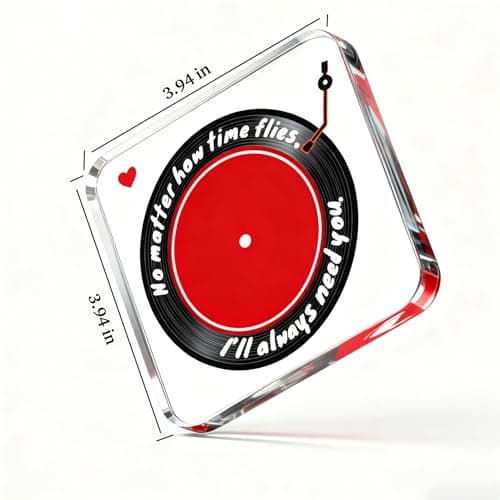 Heartwarming Gift for Husbands, Boyfriends, Couples & Retro-Style Fans, Ideal for Valentine's Day, Birthdays, Christmas, Anniversaries & Home Décor - Romantic Vinyl Record Acrylic Decor(Black and red)