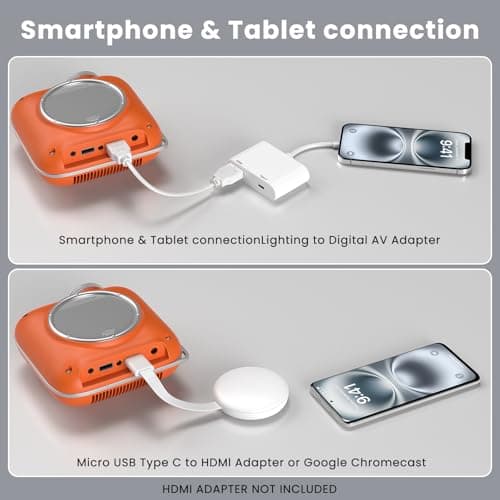 Mini Projector with Two -Way Bluetooth, Portable Projector for Home Theater Use, Support 1080P for Outdoor Projector/Movie Projector Compatible with HDMI, USB, Laptop, TV Stick (Orange)