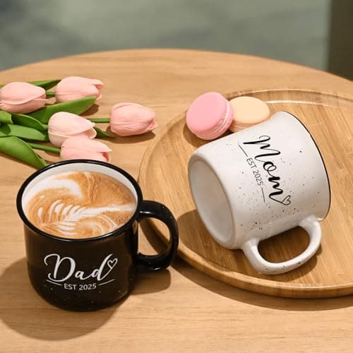 Maustic Mom and Dad Mugs, New Parents Gifts for Couples, New Mom and Dad Gifts for Expecting First Time Parents, 15 Oz