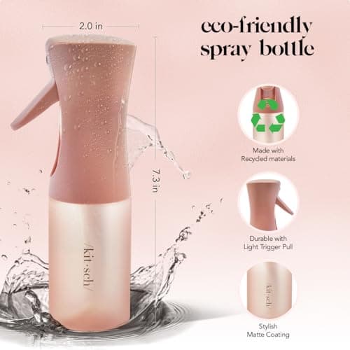Kitsch Continuous Spray Bottle for Hair – Fine Mist Water Mister & Water Spray Bottle – Recycled Hair Spray Bottle – Spray Bottles for Cleaning, Styling, Plants & More – Terracotta, 150ml