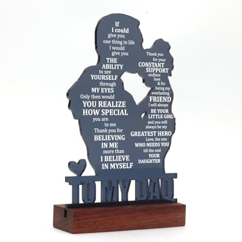 Dad Gifts from Daughter - Meaningful Fathers Day, Birthday, Christmas Sentimental Present for Father, Step Bonus Dad Daddy Papa Pop Old Man Acrylic Keepsake Plaque for Desk Decor Office Home