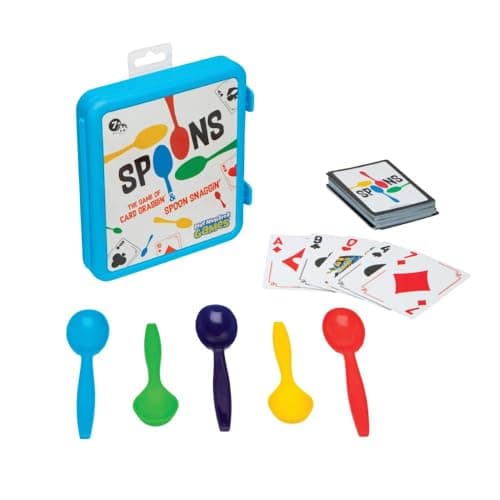 Spoons in a Case, Card Games for Kids - Spoons Game, Fun Family Games for Kids and Adults, Game Night, Travel Games, 3-6 Players, Ages 7+